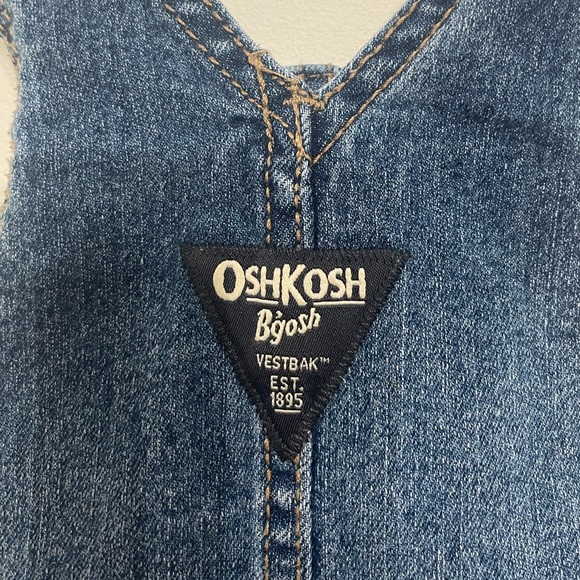 Oshkosh B’gosh Striped Strap Denim Shortalls Kid Overalls Toddler Baby Sz 6 Mo - Picture 5 of 8